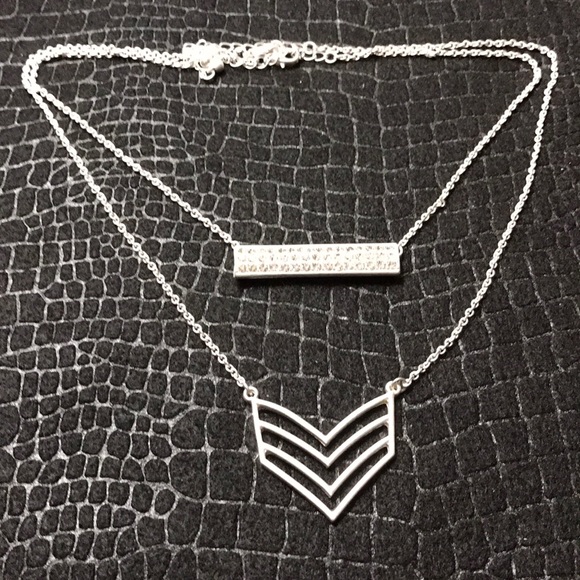 Jeweled Bar/Chevron Necklace Duo - Picture 3 of 4